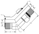 45° Adjustable Stud Elbow - Metric